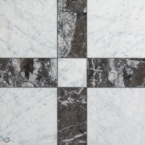 Carrara Negro Marq Tile 20X20